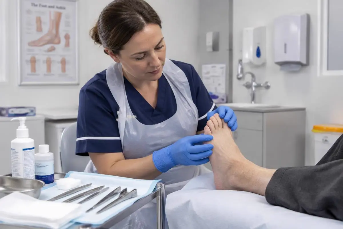Nurse providing clinical foot care
